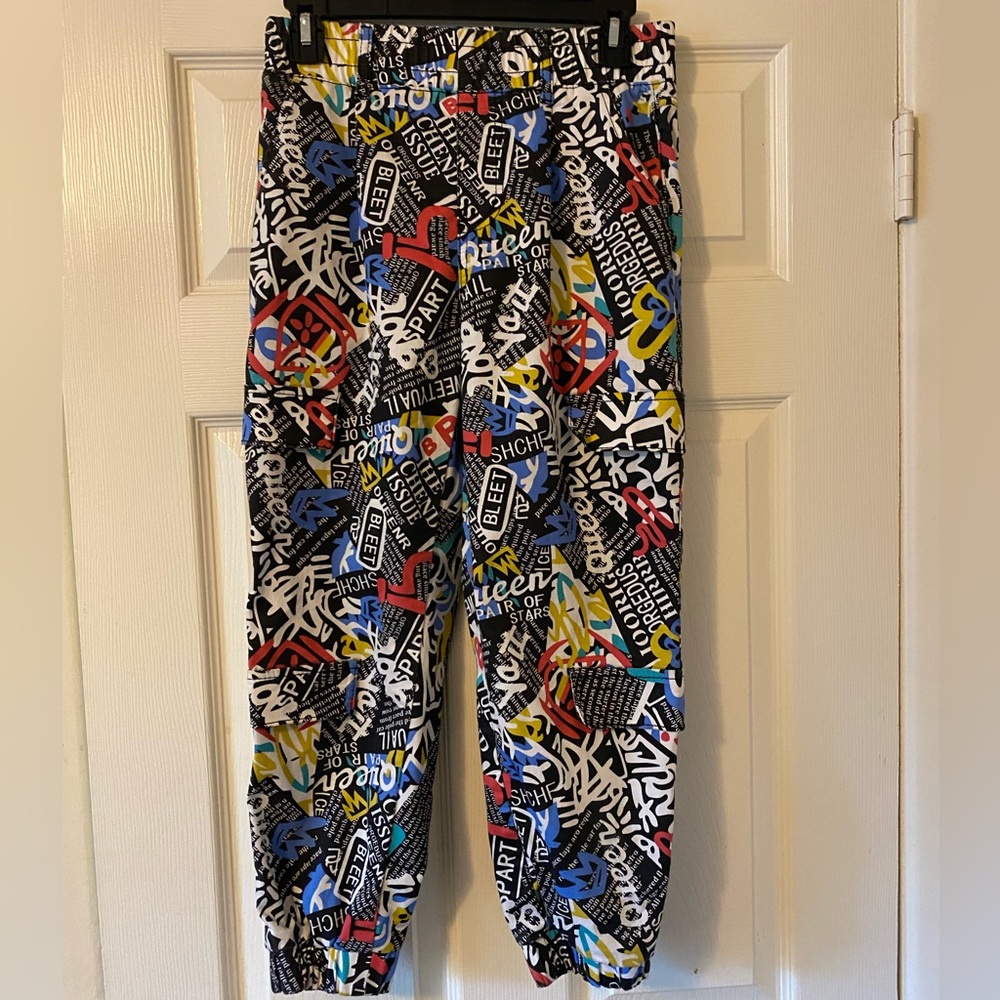 Graffiti Cropped Jogger Pants